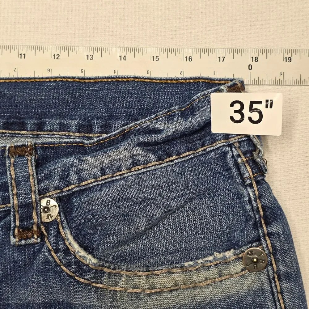True Religion Ricky Super T Straight Leg Jeans Mens 36x34 Distressed Y2K Vintage